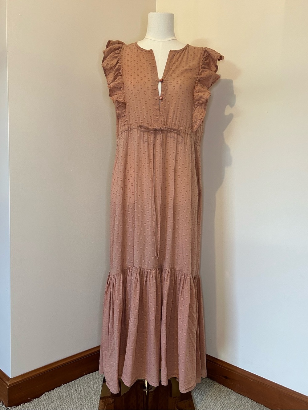 Emerson Fry India Collection Chandra Dress Pink Swiss Dot 100% Cotton Size L - Picture 5 of 13